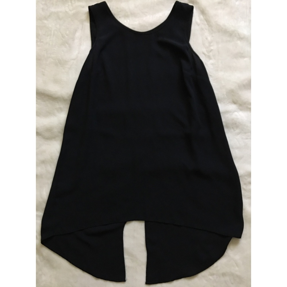 Black Sheer Top w/ Flowy Slit in Back